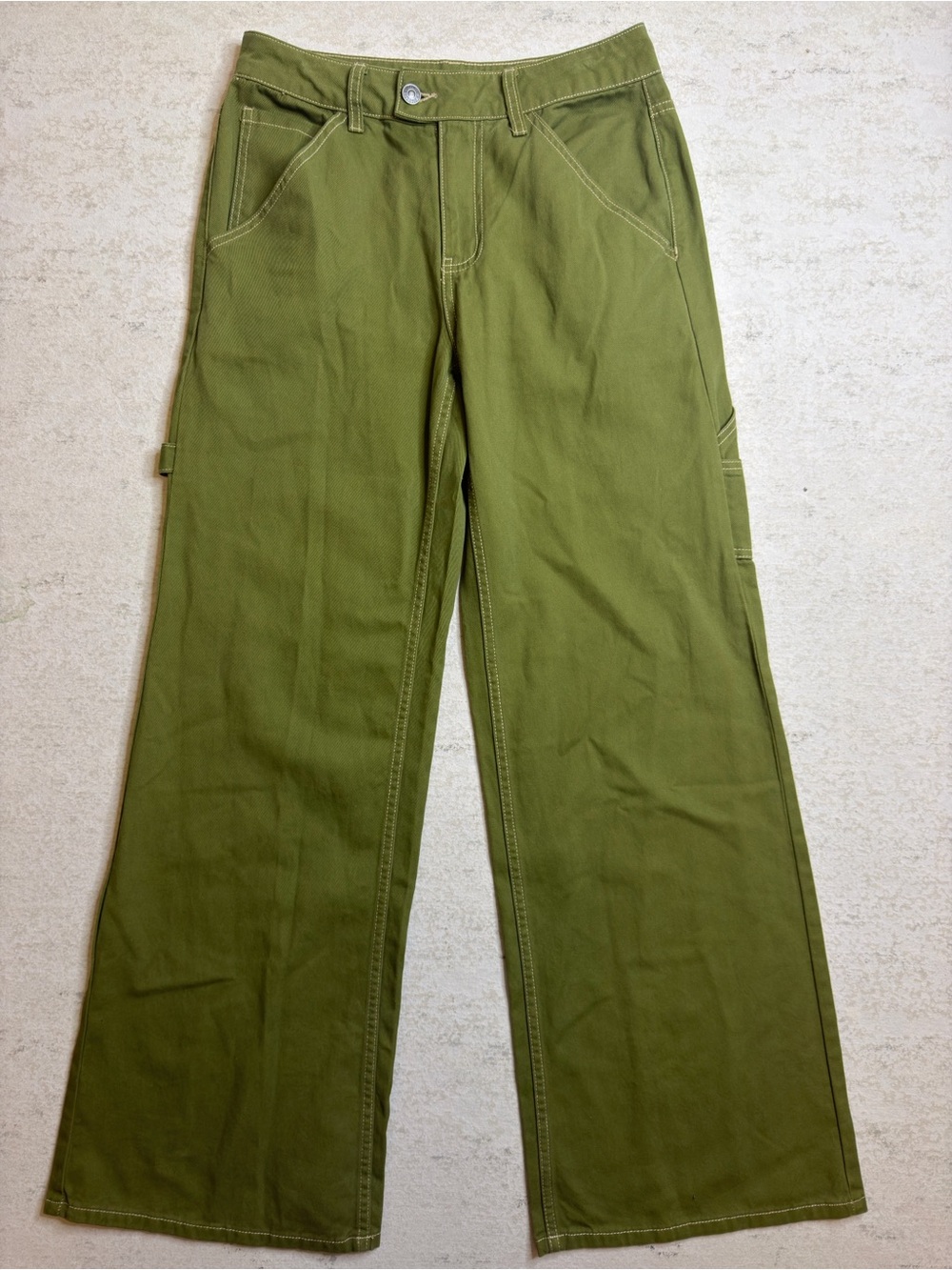 Olive Green Wide Leg Baggy Carpenter Pants Size Small Forever 21